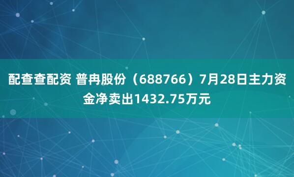 配查查配资 普冉股份（688766）7月28日主力资金净卖出1432.75万元